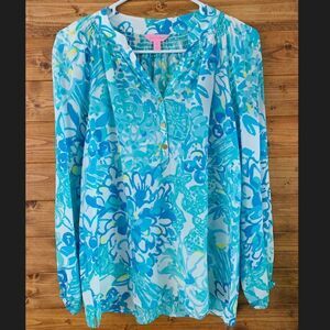 Lilly Pulitzer Elsa Silk Chiffon Sleeveless Blouse In A Pinch Print Pattern XS